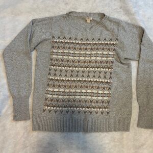 J.Crew gray sweater Gray Fair Isle pattern Size L. Wool blend